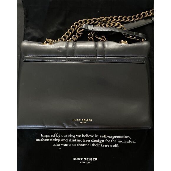 New Kurt Geiger London Black “KENSINGTON”Medium ” 10’ Quilted Leather Shoulder B - Picture 8 of 8